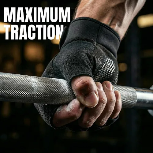 Miniatura 3 de sunnex Guantes de levantamiento de pesas con soporte extendido para la muñeca, guantes de gimnasio acolchados de silicona de alto agarre