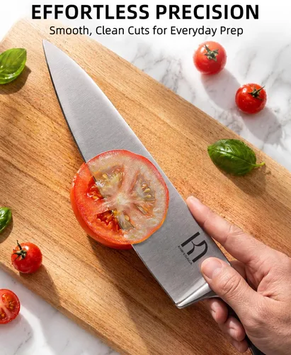 Miniatura 6 de KnifeSaga Juego de 15 cuchillos de cocina de acero inoxidable de alto carbono con bloque y afilador, juego de cuchillos negros afilados de alta