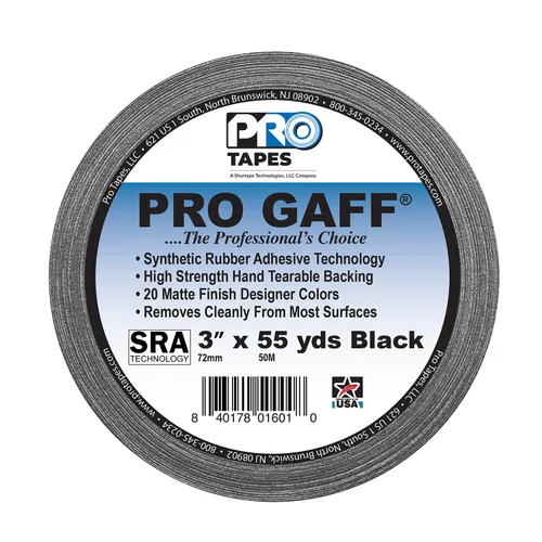Miniatura 2 de ProTapes Pro Gaff - Cinta adhesiva de tela mate premium con adhesivo de goma, 11 mil de grosor, 55 yardas de largo, 3 in de ancho, color negro