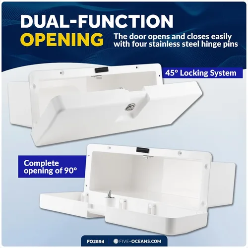 Miniatura 3 de Five Oceans Boat Glove Box, Lockable with 2 Keys, High-Impact and UV-Resistant White ABS Palstic