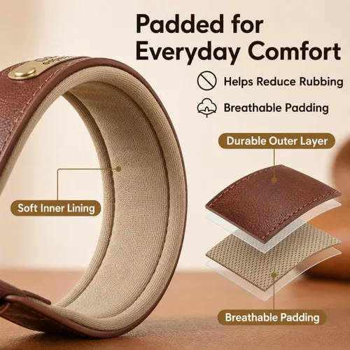 Miniatura 4 de Collar de cuero para perro personalizado y juego de correa, personalizado con diseño acolchado suave y resistente con placa de nombre grabada