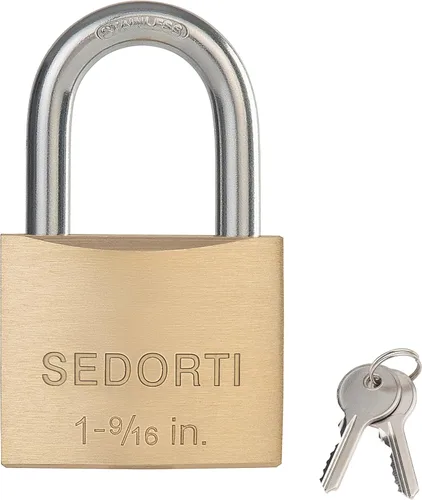 Miniatura 2 de SEDORTI Candado resistente a la intemperie con grillete corto de acero inoxidable 304 y cuerpo de latón macizo, 1-9/16 pulgadas de ancho, 12