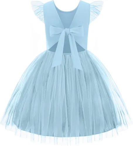 Miniatura 16 de Arshiner Vestido tutú de verano para niñas pequeñas, de tul sin espalda, para fiesta, cumpleaños, vestidos de algodón, 2-6 años