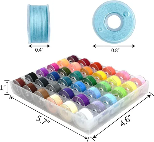 Miniatura 6 de 36 piezas de bobinas e hilos de coser preenrollados con estuche de plástico de almacenamiento, juego de hilos de coser de colores surtidos