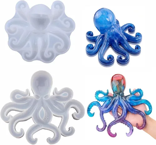 Miniatura 11 de Molde de resina de pulpo, Gasusen 3D de animales marinos grandes, pulpo, moldes de silicona para fundición de resina epoxi, adornos colgantes