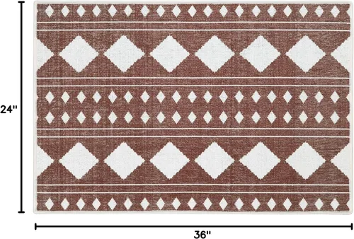 Miniatura 2 de SUSSEXHOME Diamond Collection - Alfombra de pelo bajo resistente de 2 x 3 pies, alfombra ultrafina y antideslizante, alfombra de interior de algodón