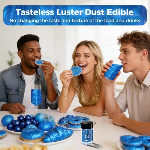 Miniatura 5 de CRPTHE Polvo de Polvo de Lustre Azul Comestible 5g, Purpurina Comestible para Bebidas, Polvo de Purpurina de Grado Alimenticio para Cócteles