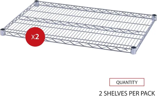 Miniatura 6 de Alera Paquete de 2 estantes adicionales para estanterías de alambre, 36 x 24 pulgadas, NSF, acero, acabado plateado, entornos húmedos y secos