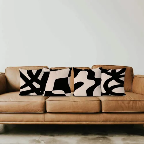 Miniatura 3 de KEUSPI Fundas de almohada decorativas negras y beige, juego de 4 fundas de almohada negras para sofá, decoración del hogar, estilo boho moderno