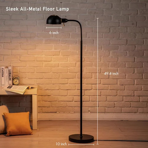 Miniatura 3 de O'Bright Nova - Lámpara de pie ajustable con cuello de ganso flexible y pantalla giratoria, casquillo E26, base de 10 pulgadas - Ideal para lectura