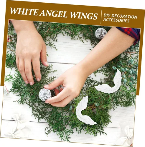 Miniatura 5 de 24 piezas de alas de ángel de plástico adornos de Navidad DIY manualidades accesorios de plástico alas de ángel para manualidades adornos blancos