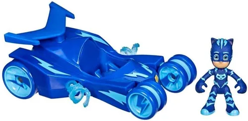PJ Masks Catboy Deluxe Vehículo de juguete preescolar, juguete de coche para gatos con rayas giratorias de Super Cat y figura de acción Catboy para