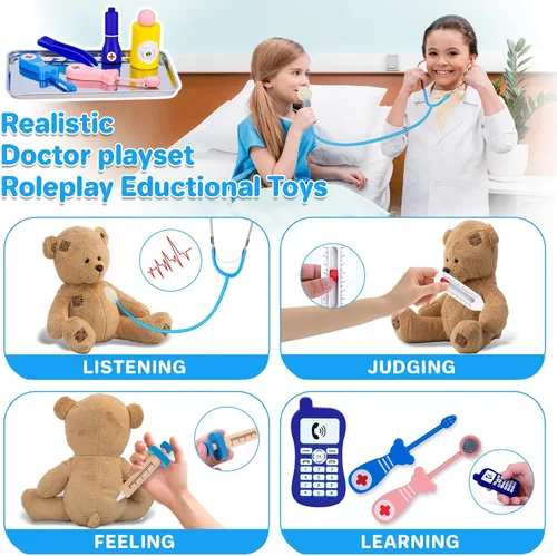 Miniatura 4 de COSILY Kit médico para niños, kit de médico para niños pequeños de 3 a 5 años, juego de simulación para niños pequeños con bolsa médica