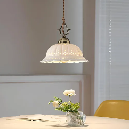 Miniatura 10 de Lámpara Colgante de 1 Luz con Pantalla de Vidrio de Metal Bronce Frotado con Aceite y Cable Ajustable, Lámpara Colgante de Techo Industrial
