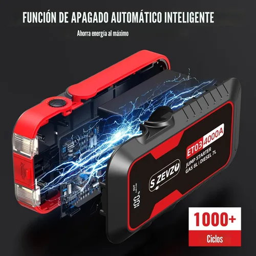 Miniatura 8 de S ZEVZO ET03 Arrancador de Coche 4000 A, Paquete de Batería de Arranque de 4000 A para Motores de Gasolina de hasta 8.0 L y Diésel de 7.0 L, Caja