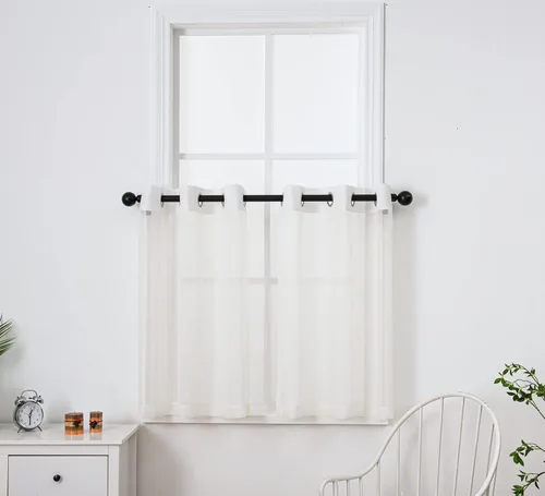 Miniatura 40 de PI - Cortinas traslúcidas con paneles pequeños, cortina transparente para ventana de cocina, mirador, 2 paneles