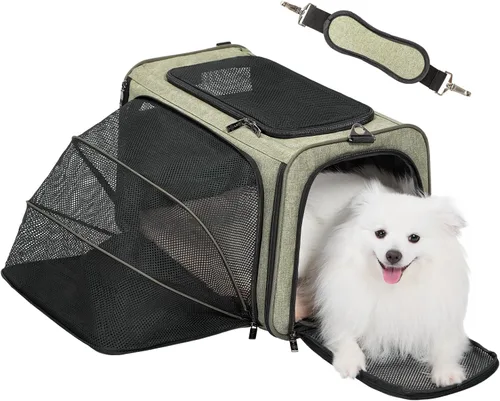 Miniatura 10 de Petsfit Transportador Expandible para Conejos Transportador para Gatos Pequeños Aprobado por Aerolíneas, 16X10X9 Pulgadas Bolsa de Viaje Portátil