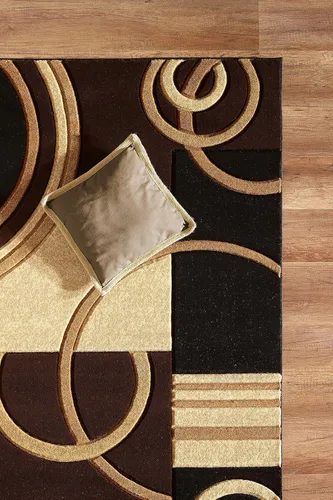 Miniatura 5 de GLORY RUGS Alfombra de Área 2x3 Felpudo Marrón Geométrico Alfombra de Piso Suave con Textura Esponjosa Premium para Sala de Estar, Comedor y Área