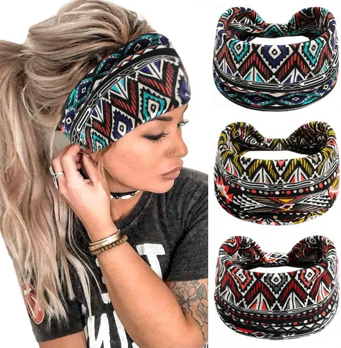 Miniatura 99 de K-Elewon Paquete de 3 diademas elásticas anchas para mujer, bandas para el cabello para yoga, deportes