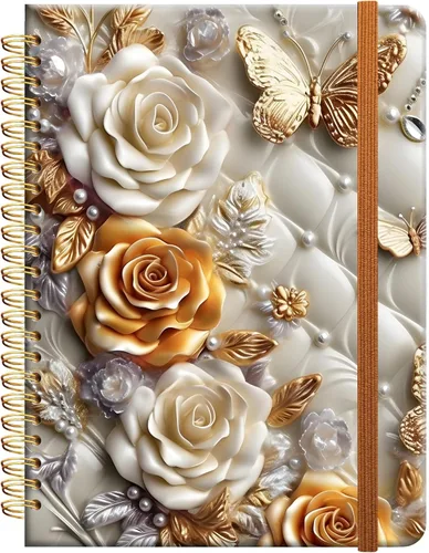 Miniatura 8 de Cuaderno de escritura en espiral a rayas, diario universitario forrado de tapa dura A5 para mujeres y niñas, encuadernación fuerte de doble alambre