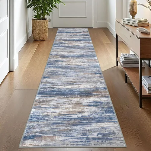 Miniatura 51 de KOZYFLY – Alfombra de pasillo moderna y lavable de diseño abstracto verde, 2 x 5 pies, antideslizante, suave y de pelo corto, ideal para cocina
