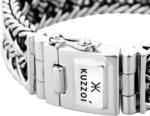 Miniatura 2 de kuzzoi Pulsera redonda bizantina de plata de ley 925 para hombre, longitud 7,48 pulgadas - 9,05 pulgadas, ancho 0,78 pulgadas, 3.39 onzas