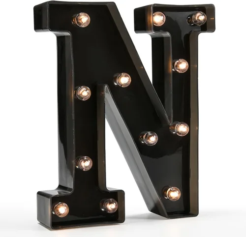 Miniatura 41 de Oycbuzo - Letras con iluminación Led, letras del alfabeto, color negro, para decoración de bares, festivales, cumpleaños, bodas