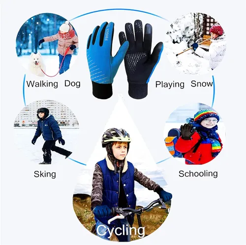 Miniatura 7 de FINGER TEN Guantes de invierno para pantalla táctil para niños y niñas, guantes térmicos para clima frío, guantes ligeros y cálidos para pantalla