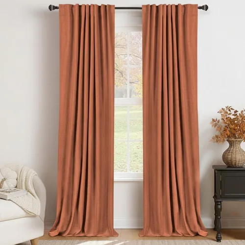 Miniatura 36 de 100% Blackout Shield - 2 cortinas opacas de lino, con presillas traseras/bolsillo para cortinero y aislamiento térmico, para el hogar, 50 pulgadas