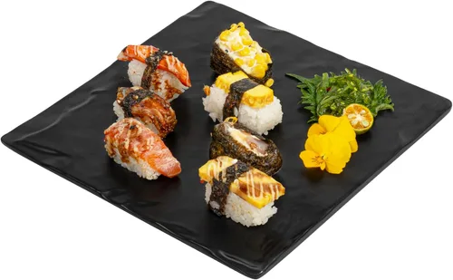 Miniatura 16 de Restaurantware Voga - Platos de servir de 10 x 20 pulgadas, 4 tablas rectangulares de charcutería, imitan el aspecto de la melamina negra pizarra