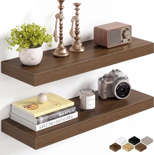 Miniatura 38 de Fun Memories Estantes flotantes de 16 pulgadas para pared, estantes de 8 pulgadas de profundidad para baño, dormitorio, cocina, montaje en pared