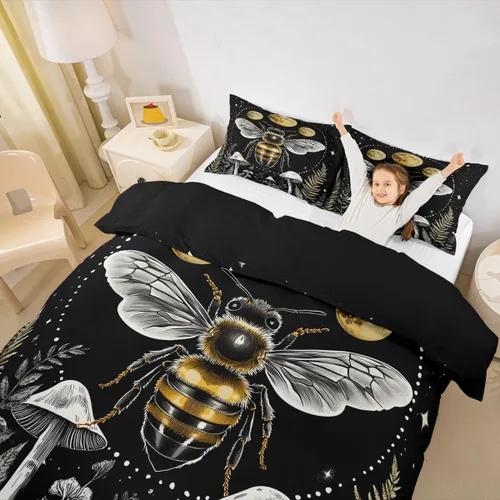 Miniatura 36 de Erosebridal Juego de ropa de cama bohemio con sol y luna, funda de edredón hippie de 3 piezas, colorida funda de edredón teñida anudada, funda
