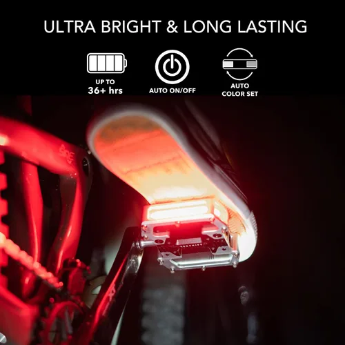 Miniatura 5 de REDSHIFT ARCLIGHT PRO Pedales planos de bicicleta con luces LED, encendido y apagado automático, batería de más de 36 horas, recargable por USB