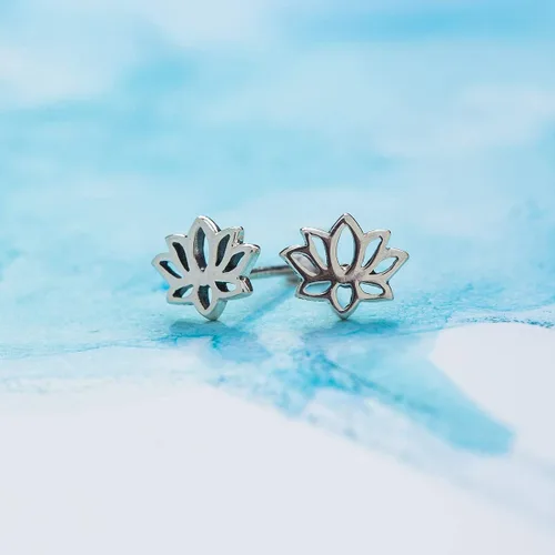 Miniatura 4 de Boma Aretes de plata fina en forma de loto con flor