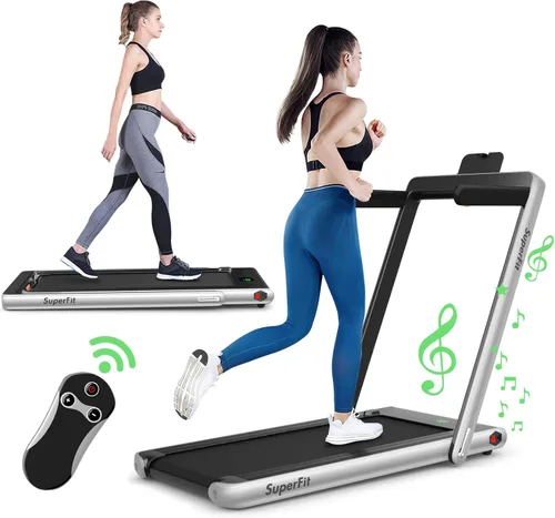 Miniatura 12 de GYMAX Caminadora plegable de 2.25 HP con pantalla LED, control remoto e inteligente de aplicaciones, 2 en 1 para debajo del escritorio, caminadora