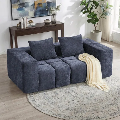 Miniatura 16 de Sofá biplaza modular sin huesos de 78.7 pulgadas, sofá de nube copetudo con asiento profundo, sofá de felpilla para sala de estar, sofá comprimido