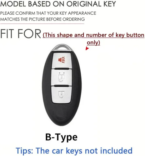 Miniatura 2 de SANRILY Funda para llavero de 3 botones para Nissan Armada Rogue Murano Cube 370Z Leaf Juke Quest Keyless Entry Remote Key Protector con llavero