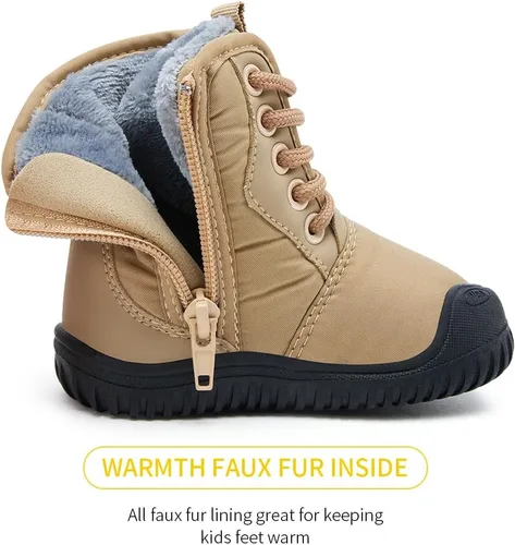 Miniatura 33 de BMCiTYBM Botas de nieve de invierno para bebés y niños pequeños, de piel sintética, cálidas, antideslizantes, zapatos para primeros pasos