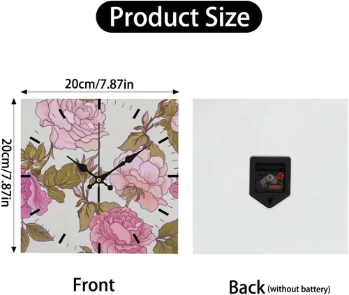 Miniatura 2 de Pink Roses Flower Bloom Battery Operated Clock Clocks for Bedroom Battery Operated Wall Clock Non Ticking Silent Clocks Garage for Kitchen Bathroom
