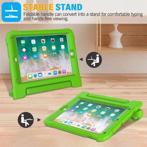 Miniatura 4 de SUPLIK Funda para niños para iPad de 5ª/6ª generación (9.7 pulgadas, 2017/2018), iPad Air 1 y Air 2 y Pro 9.7 Funda con protector de pantalla, Verde