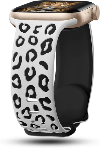 CreateGreat Correas de leopardo grabadas compatibles con Apple Watch Band de 1.575 in 1.614 in 1.496 in 1.654 in 1.732 in 1.772 in 1.811 in 1.929 in