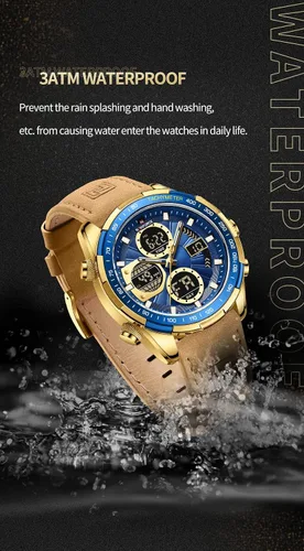 Miniatura 4 de NAVIFORCE Relojes digitales militares para hombre, analógico, cuarzo, impermeable, reloj deportivo multifuncional de cuero