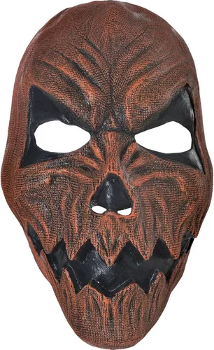 Amscan Máscara de látex con cabeza de calabaza marrón y negra (1 unidad), espeluznante y duradera, perfecta para Halloween, cosplay y truco o trato