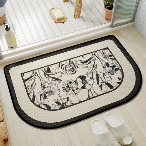 Miniatura 13 de YDKGL Alfombra de baño de medio círculo, alfombras de baño finas para debajo de la puerta, de secado rápido, antideslizante, lavable, con respaldo