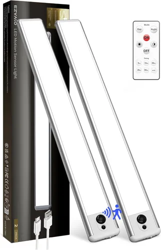Miniatura 12 de EZVALO Luces para debajo del gabinete, luz con sensor de movimiento de 14.5 pulgadas, regulable para interiores, súper brillante, 4000 mAh, luces