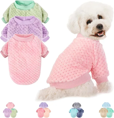 Miniatura 11 de Suéter para Perro, Paquete de 2 o 3 Suéteres para Perros Pequeños y Medianos o Gatos, Ropa Cálida de Franela Suave para Mascotas para Perros Hembra