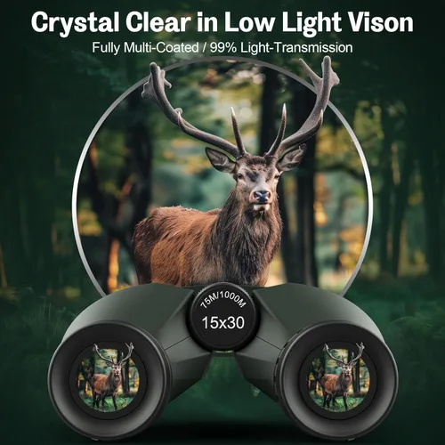 Miniatura 5 de Prismáticos compactos de 15 x 30 para adultos y niños - Occer prismáticos de gran vista de alta potencia para observación de aves - Prismáticos Verde