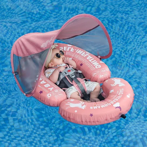 Miniatura 7 de HECCEI Mambobaby - Flotadores de piscina para bebés con dosel – Juguetes flotantes portátiles de natación autoinflables, hamaca de agua