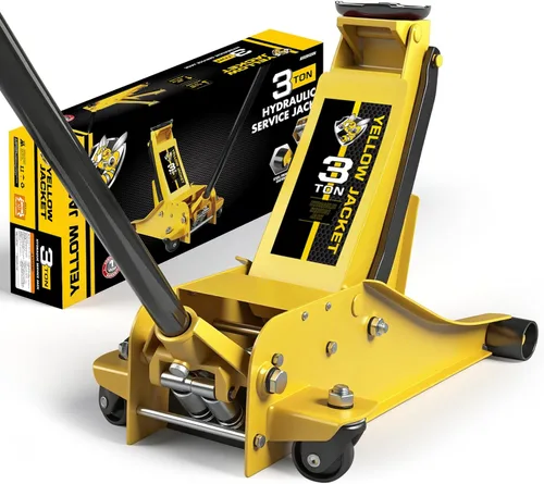 Miniatura 14 de YELLOW JACKET Gato hidráulico de piso de perfil bajo para carro de 2.5 toneladas con bomba de elevación de pistón único, capacidad de 5500 libras
