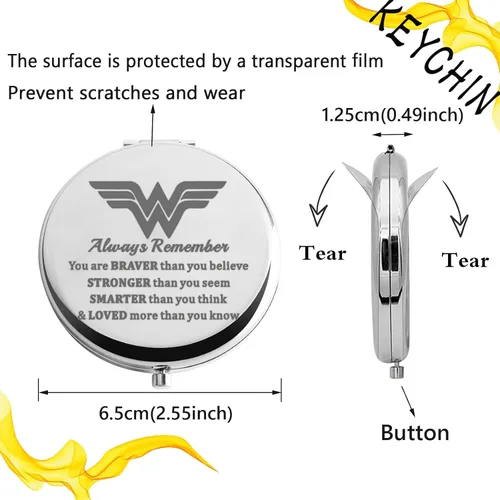 Miniatura 2 de KEYCHIN Espejo de bolsillo Heroine – Regalo para fans de Diana: Más valiente, más fuerte, más inteligente de lo que piensas - Espejo compacto Espejo
